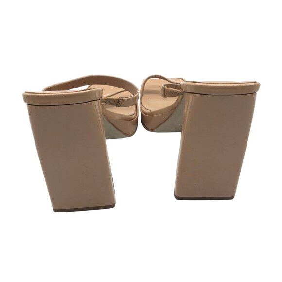 Jeffrey Campbell Hustler Patent Leather Beige Square Toe Block Heel Sandals 10 - Picture 5 of 7